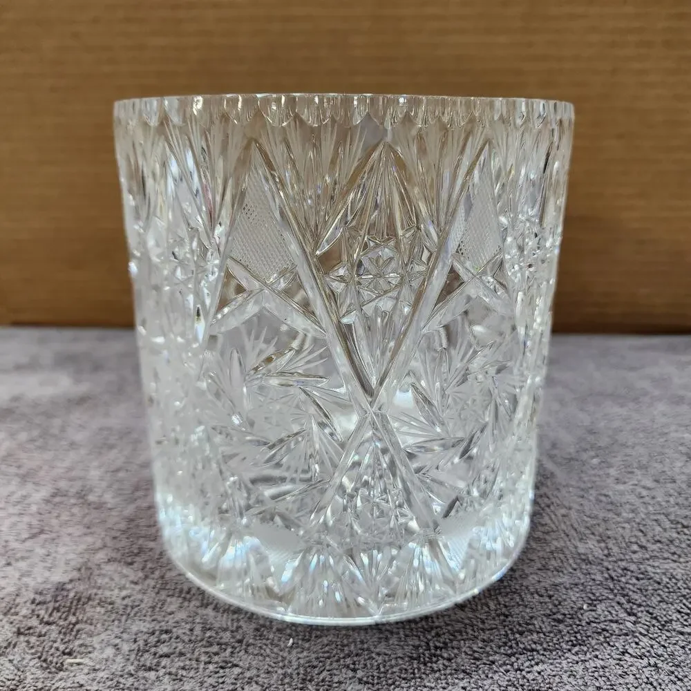 Heavy Cut Crystal dish no lid Vase Ice Buket Home Decor V